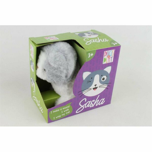 Pugs At Play 6.5 x 3.5 x 6 in. Sasha Walking Cat Plush Toy PAP08